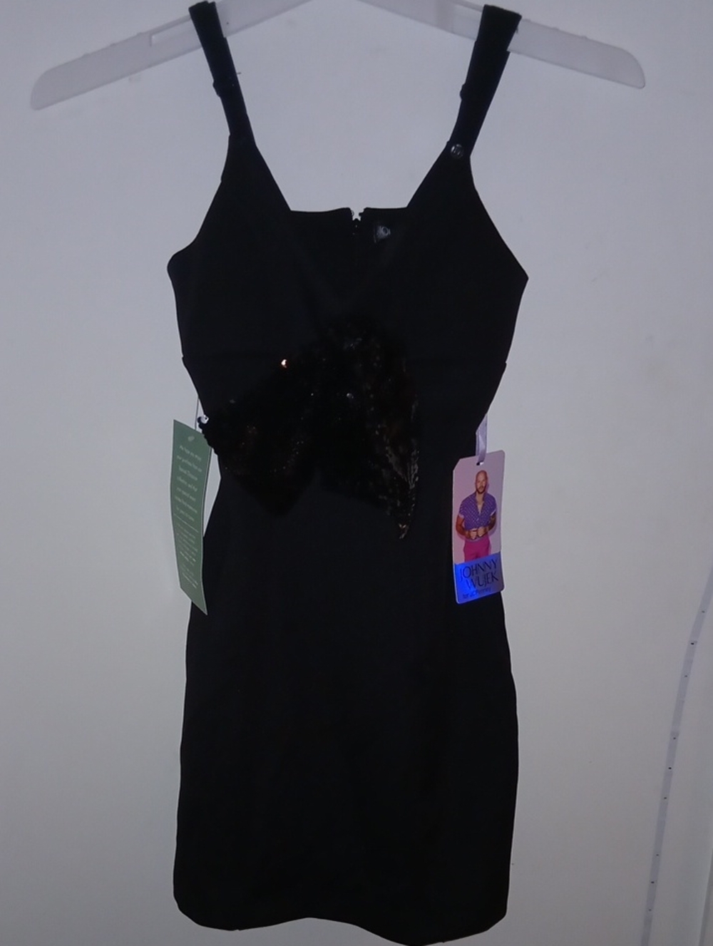 Johnny Wujek Black Sequin Bow Sheath Dress - Size XS